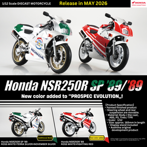 Aoshima 1/12 Diecast Motorcycle Honda NSR250R SP '89 Ross White × Terra Silver × November Silver