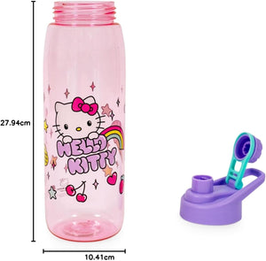 Sanrio Hello Kitty Rainbow Treats and Stars 28-Ounce Water Bottle with Lid | BPA-Free Plastic Sports Jug With Leakproof Screw-Top Lid | Hydration For Outdoor Activities, Gym Fitness | Cute Gifts