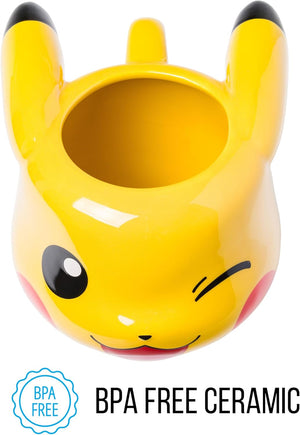 Silver Buffalo Pokemon Pikachu Wink Ceramic 3D Sculpted Mug