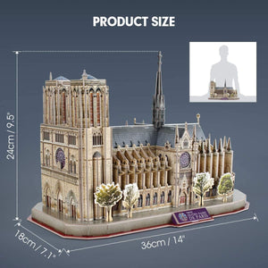 3D Puzzles for Adults Notre Dame de Paris Model Kits 128 Pieces, Puzzle for Kids Ages 8-14 Arts and Crafts Birthday Gifts for Kid Ages 8-12