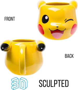 Silver Buffalo Pokemon Pikachu Wink Ceramic 3D Sculpted Mug