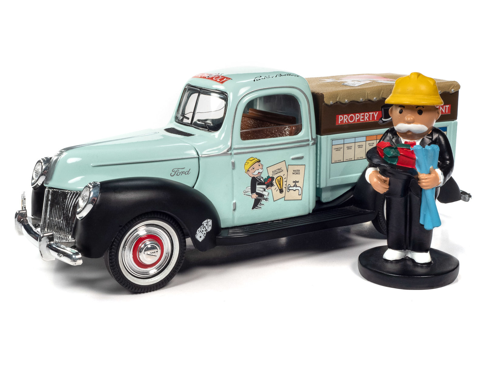 SSM MONOPOLY 1940 FORD PROPERTY TRUCK W/ FIG 1/18 DIE-CAST